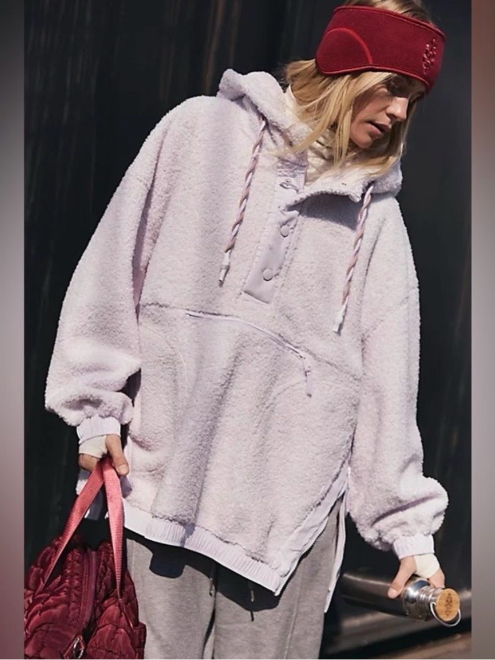 Free People Lavender Teddy Fleece Hoodie